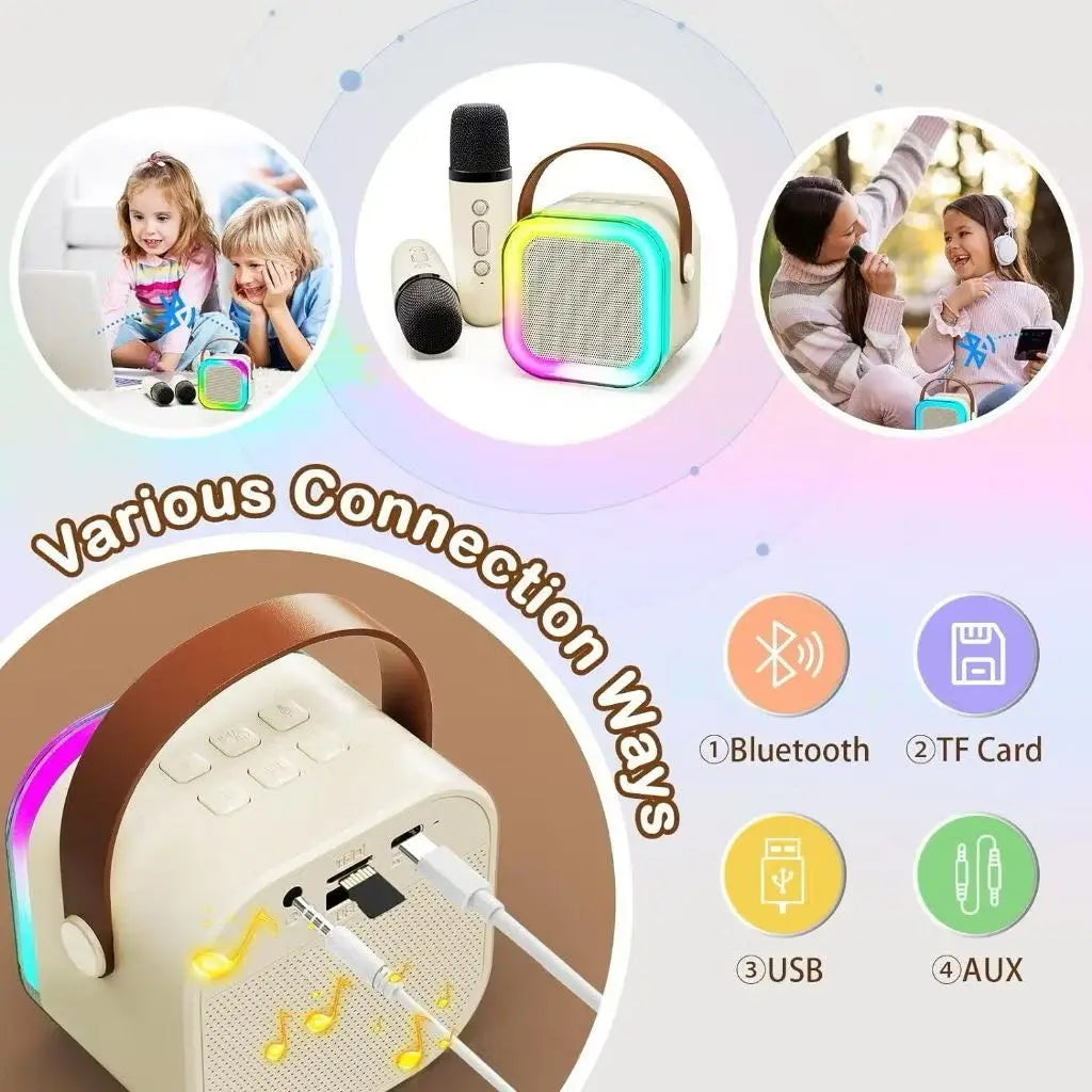Caixa de Som e Karaokê com 2 Microfones Bluetooth