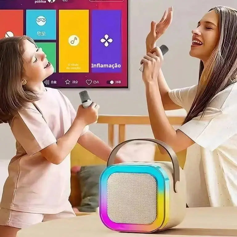 Caixa de Som e Karaokê com 2 Microfones Bluetooth