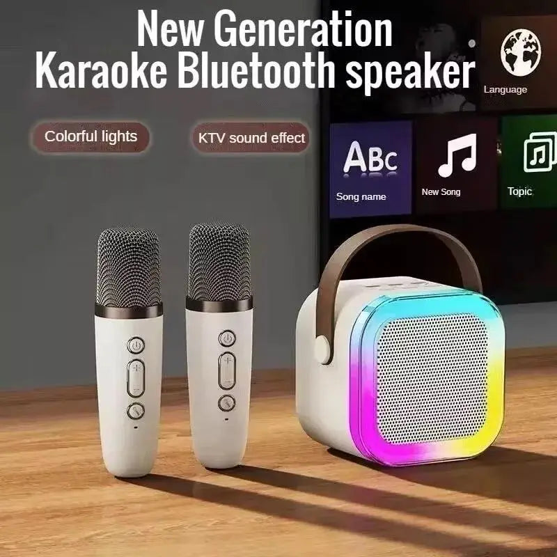 Caixa de Som e Karaokê com 2 Microfones Bluetooth