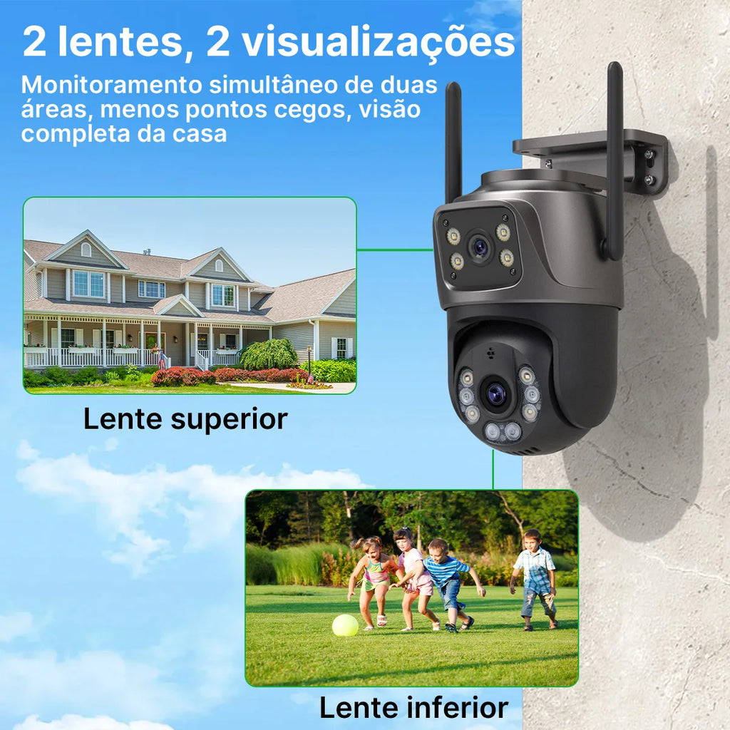 Câmera de Segurança Externa Dupla Lente à Prova d’Água