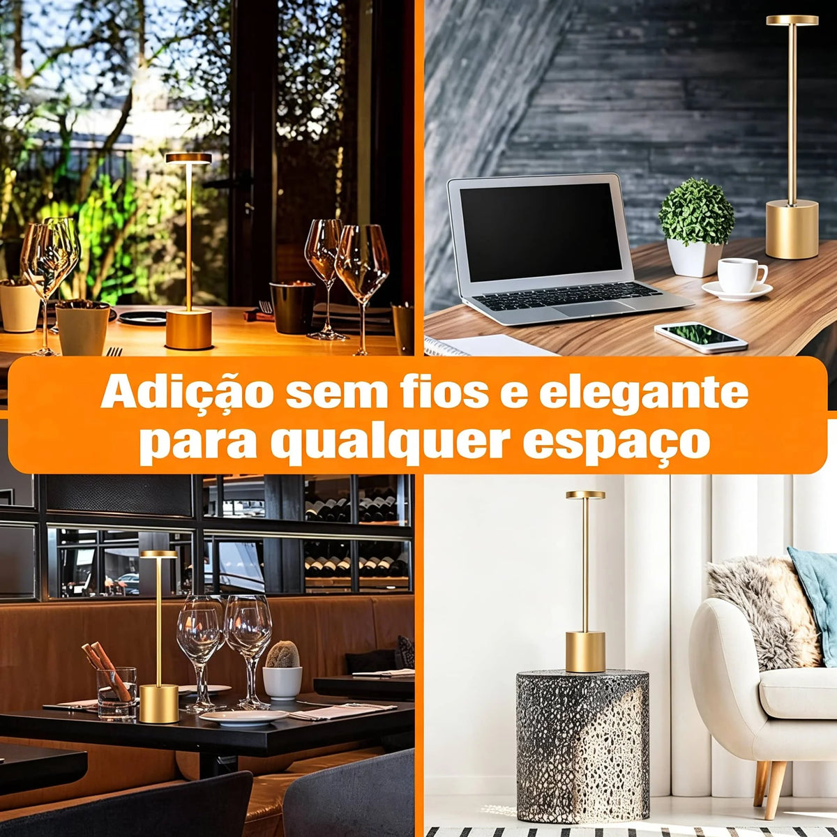Luminária de Mesa LED com Toque Sem Fio