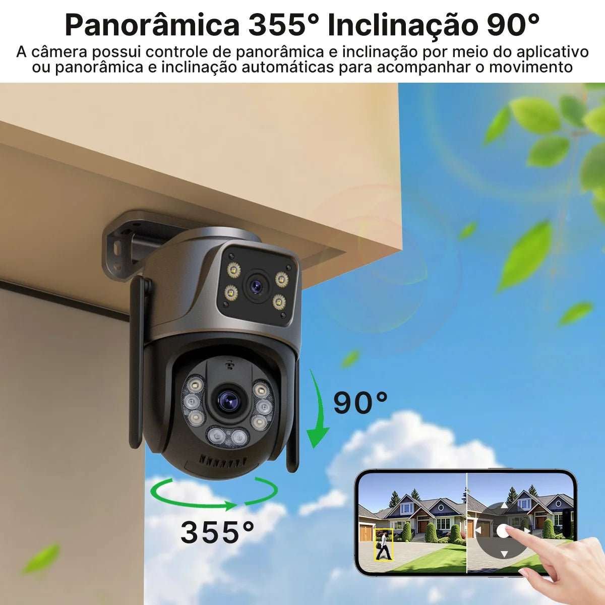 Câmera de Segurança Externa Dupla Lente à Prova d’Água