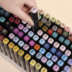 Canetas marcadoras dupla ponta com cores vibrantes, ideal para desenhos, pintura e lettering criativo