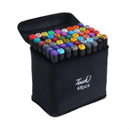 conjunto com 48 canetas coloridas dupla ponta com tons variados e estojo organizador