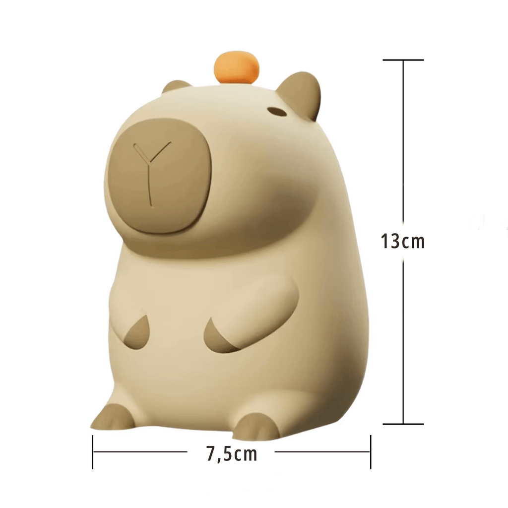 Luminária Capivara compacta, com 13 cm de altura e 7,5 cm de largura, recarregável e portátil