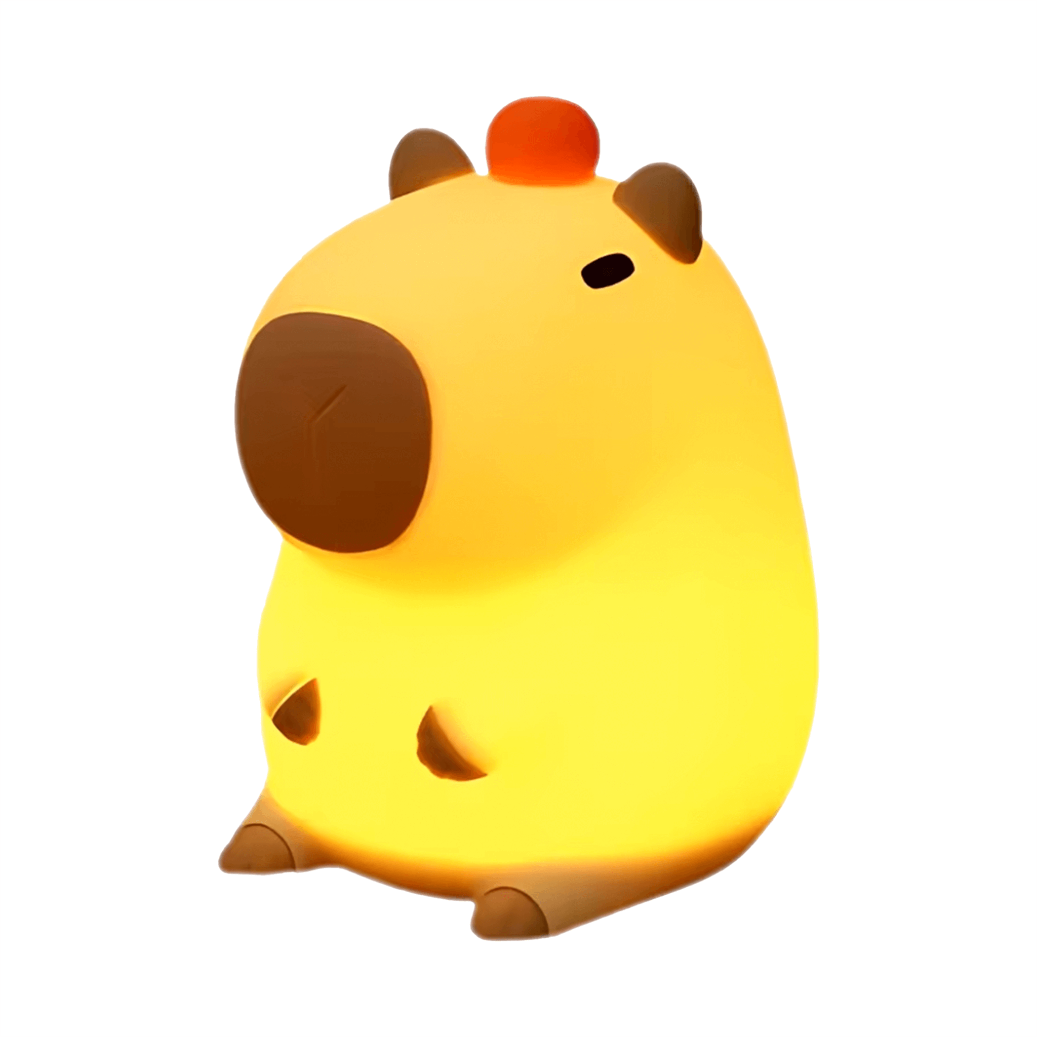 Luminária Capivara de silicone acesa, perfeita para relaxar e decorar