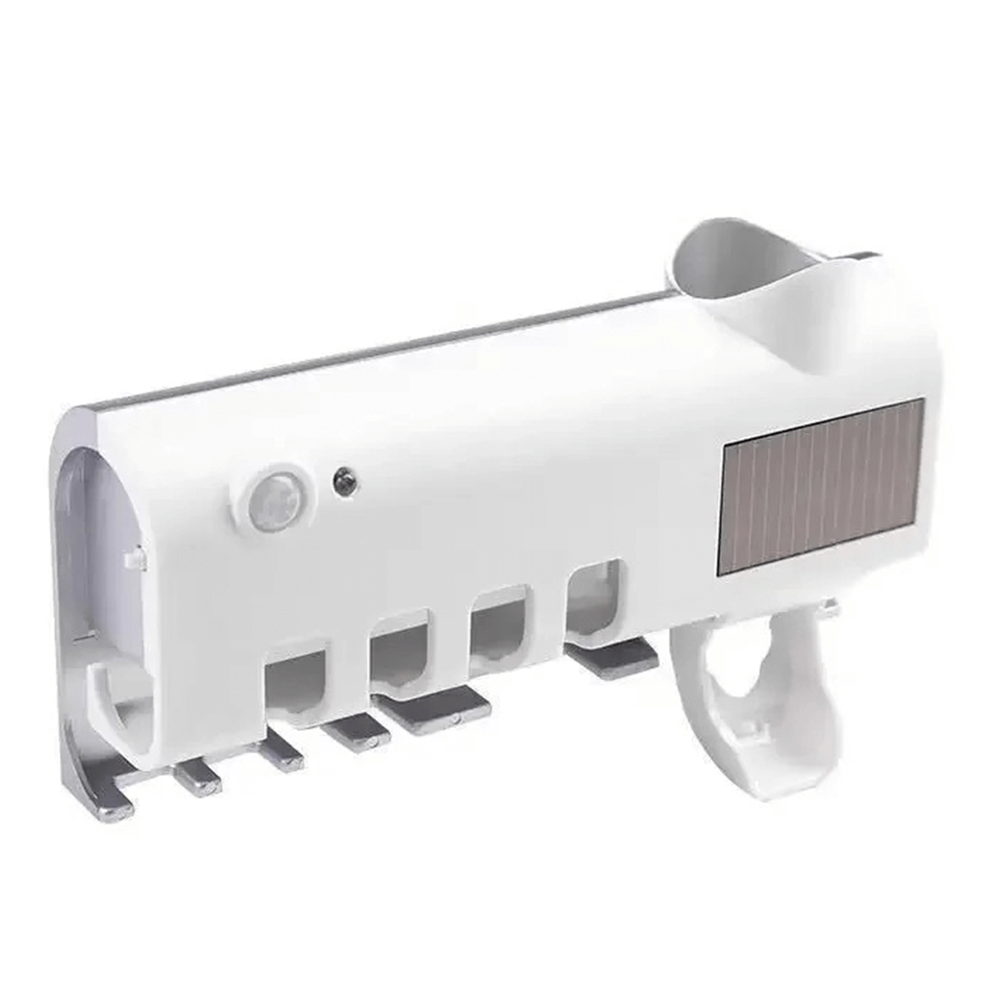 Suporte inteligente para escova de dentes com dispensador automático de pasta e luz UV solar para esterilização